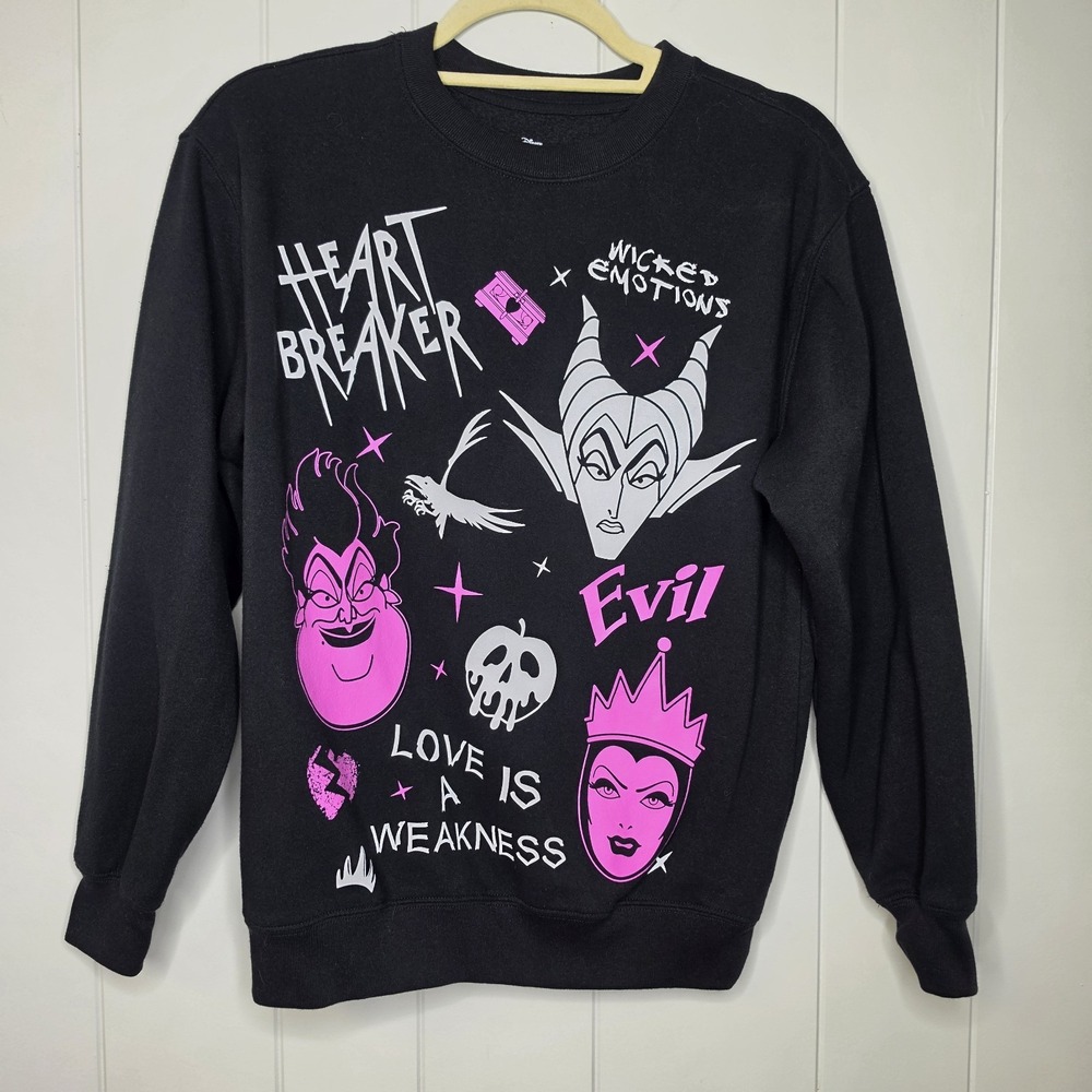 Disney Villians Sweat Shirt Black Size 4 - 6 Measurements In Description